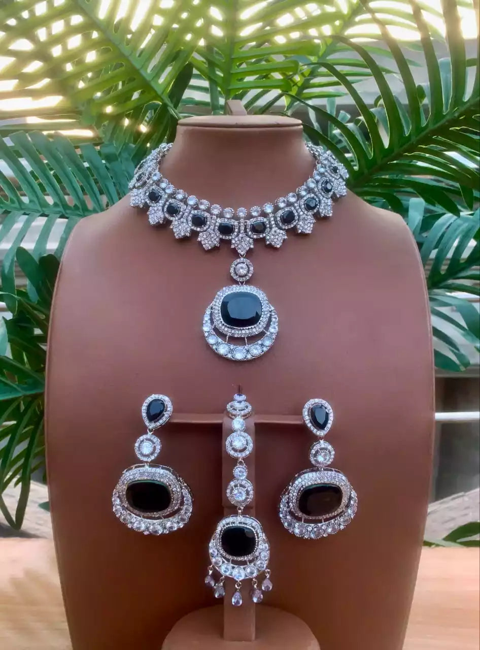 Zircon big stone necklace set