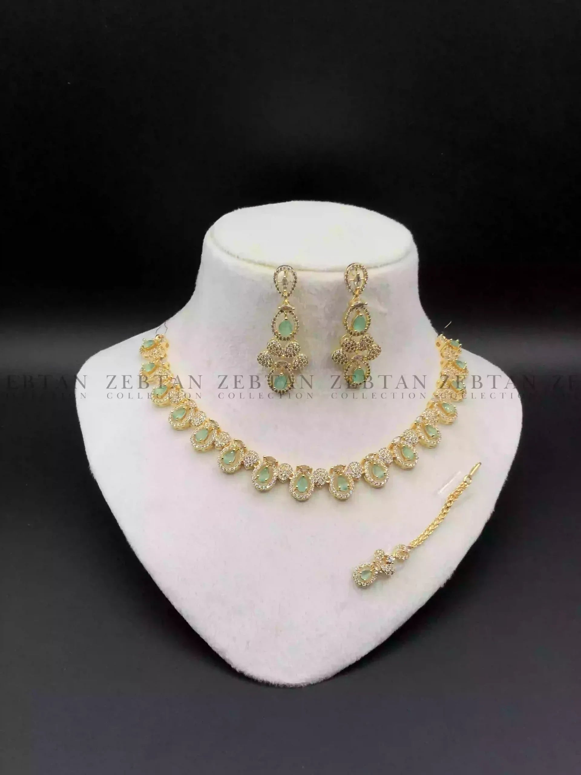 AD zircon necklace set with teeka