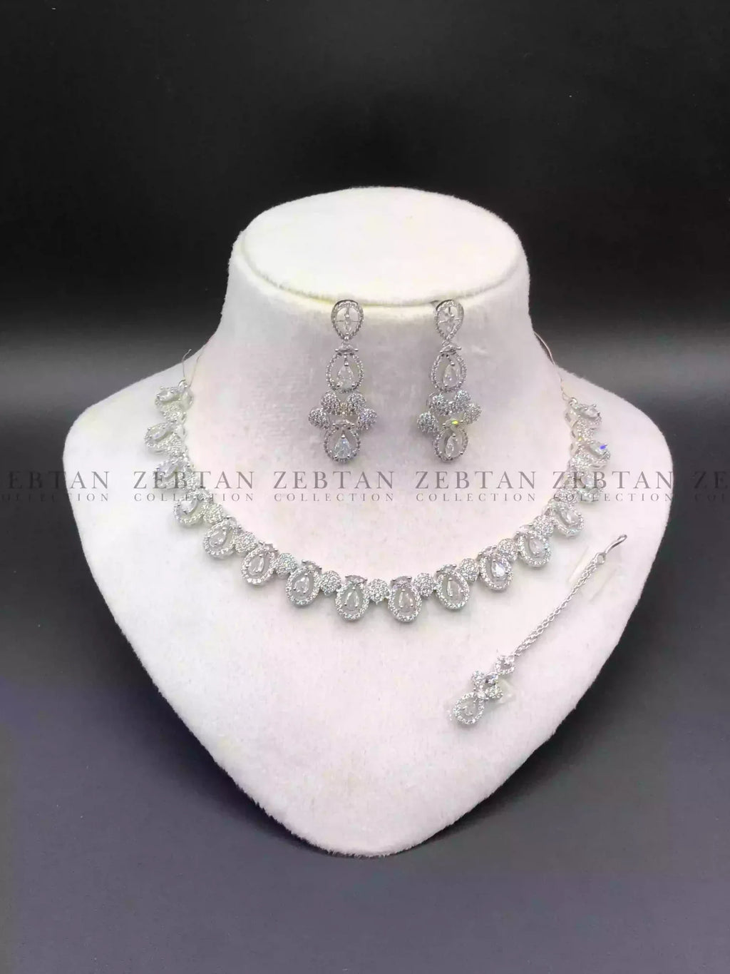 AD zircon necklace set with teeka