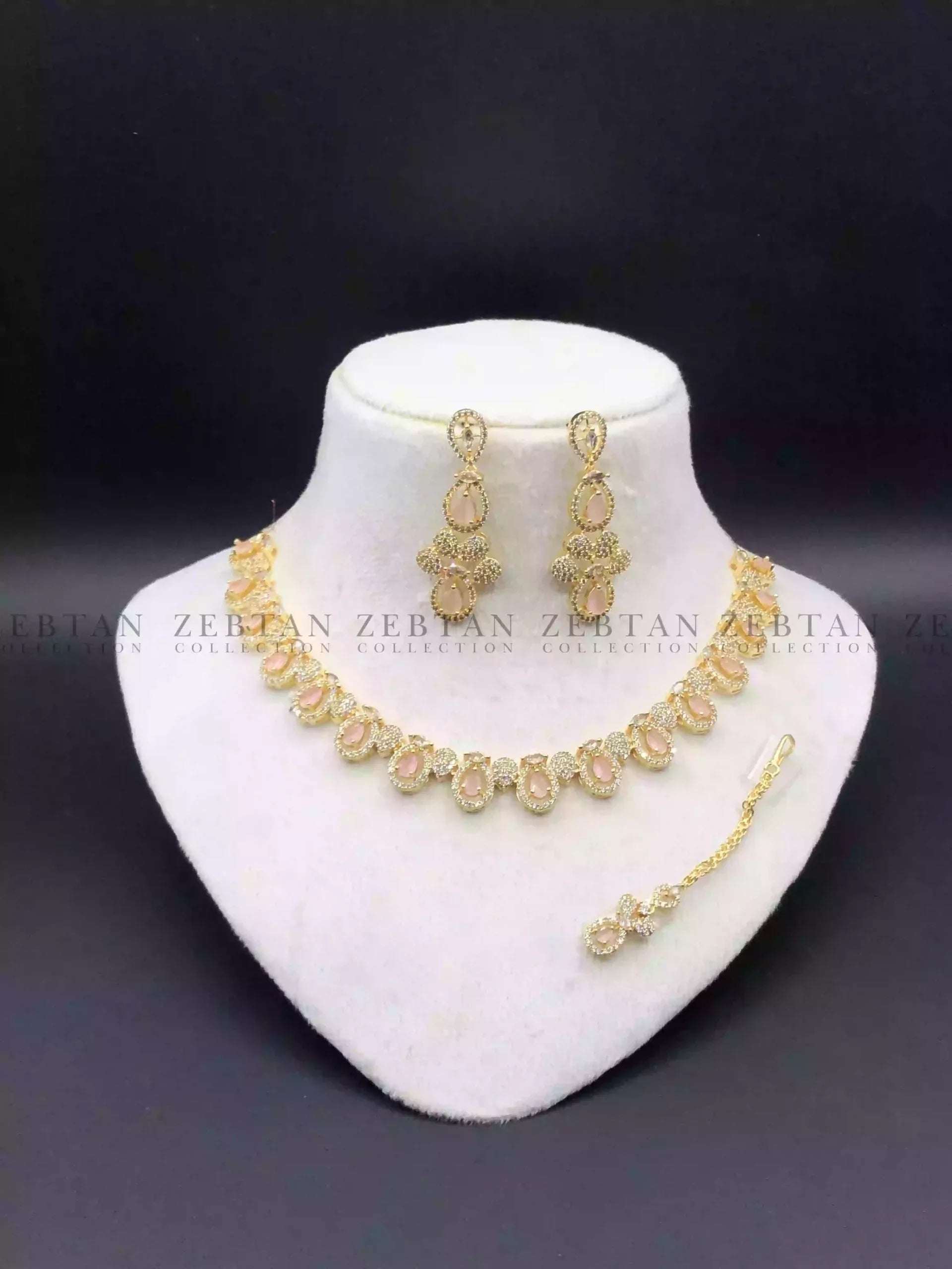 AD zircon necklace set with teeka