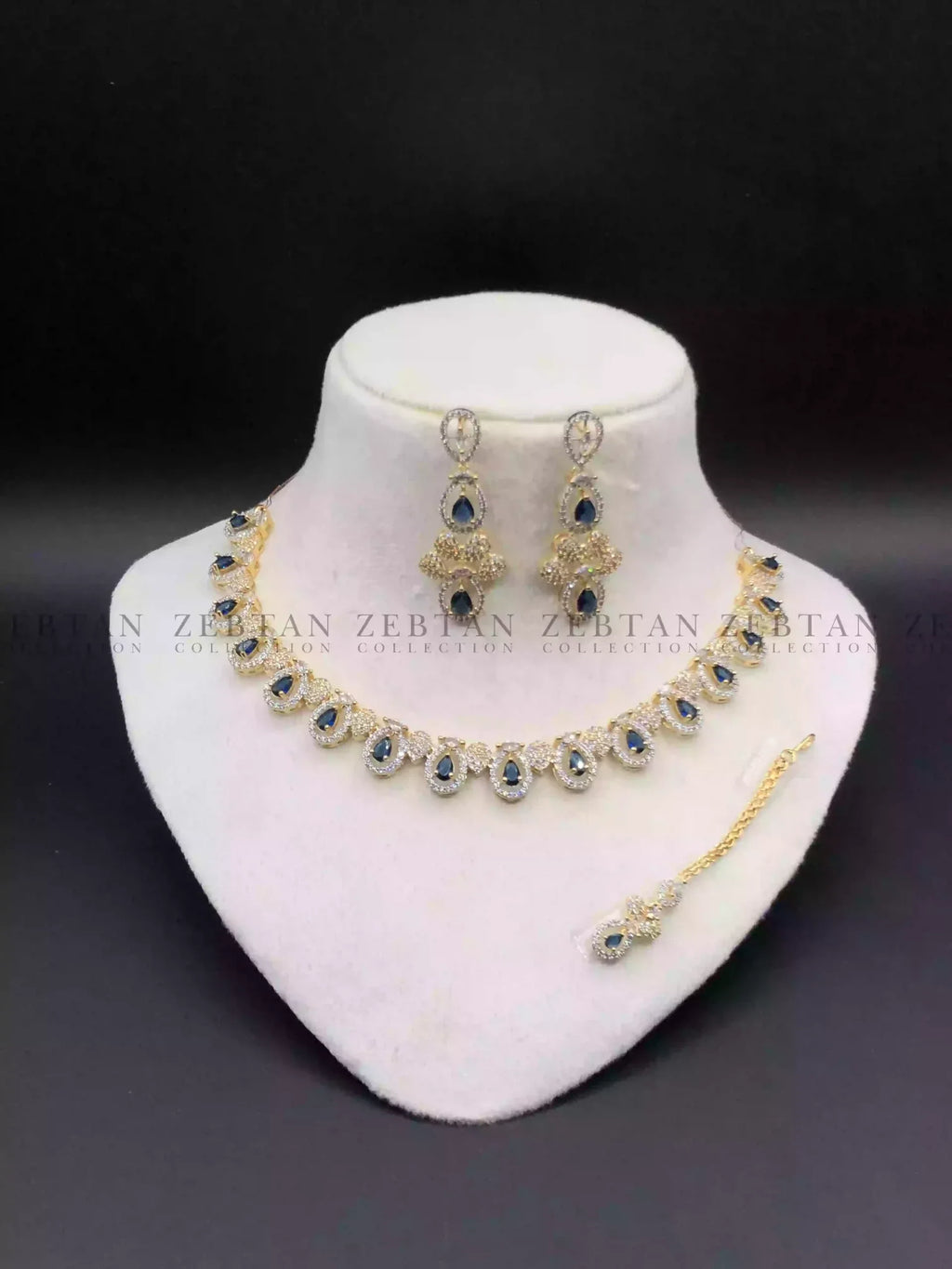 AD zircon necklace set with teeka