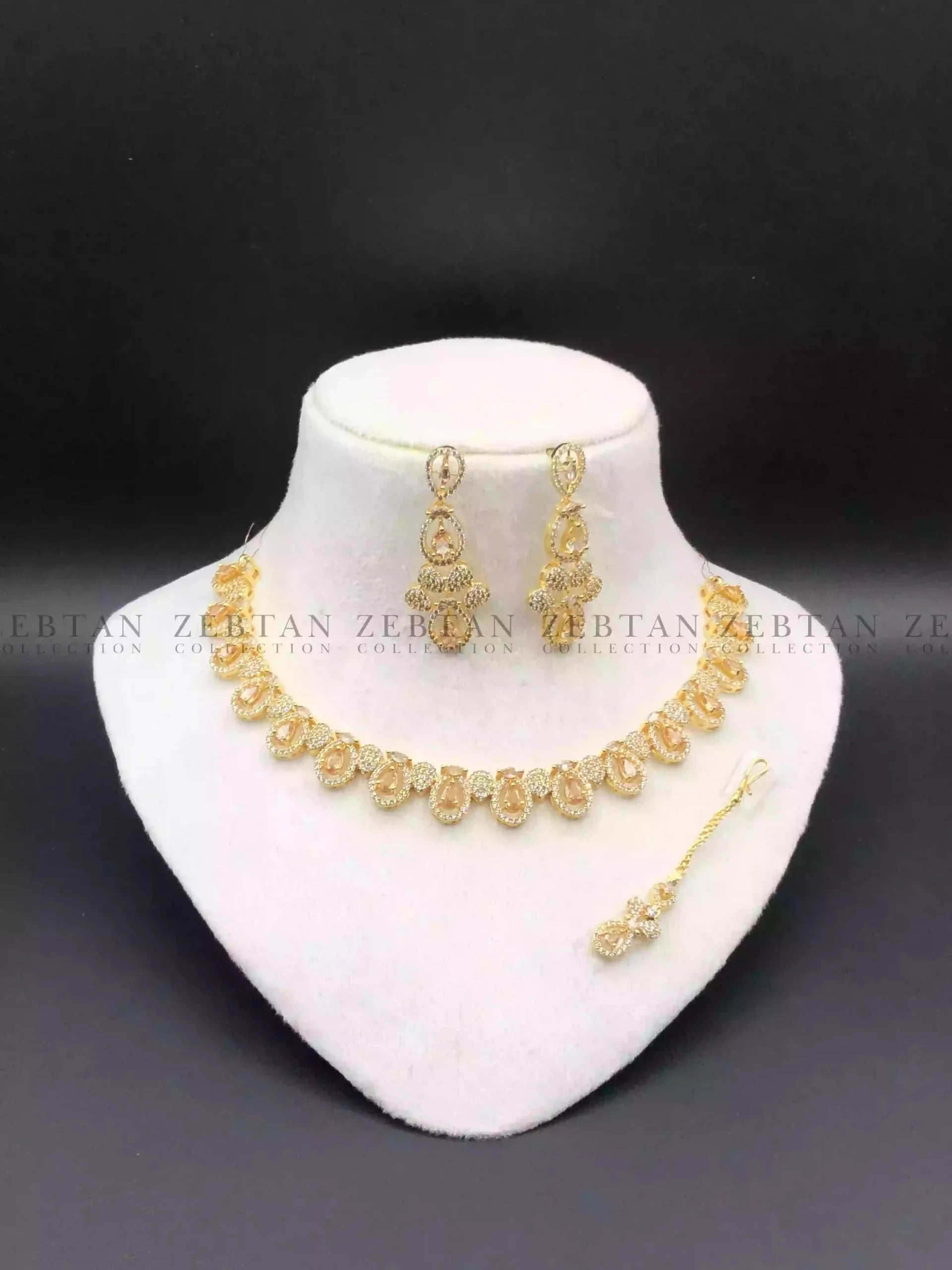 AD zircon necklace set with teeka
