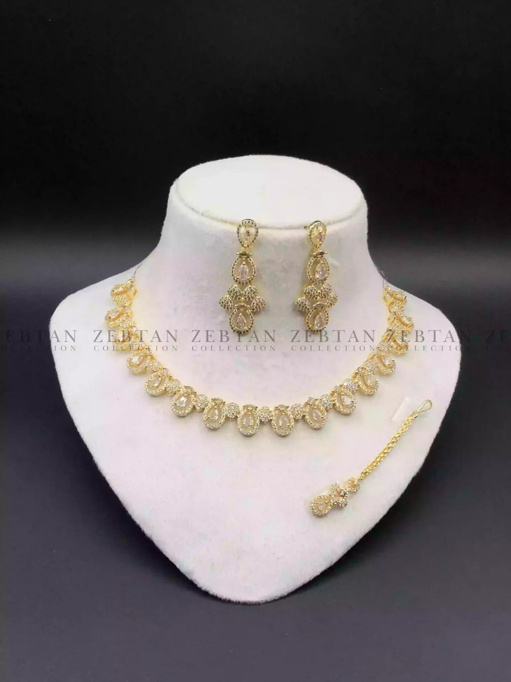 AD zircon necklace set with teeka
