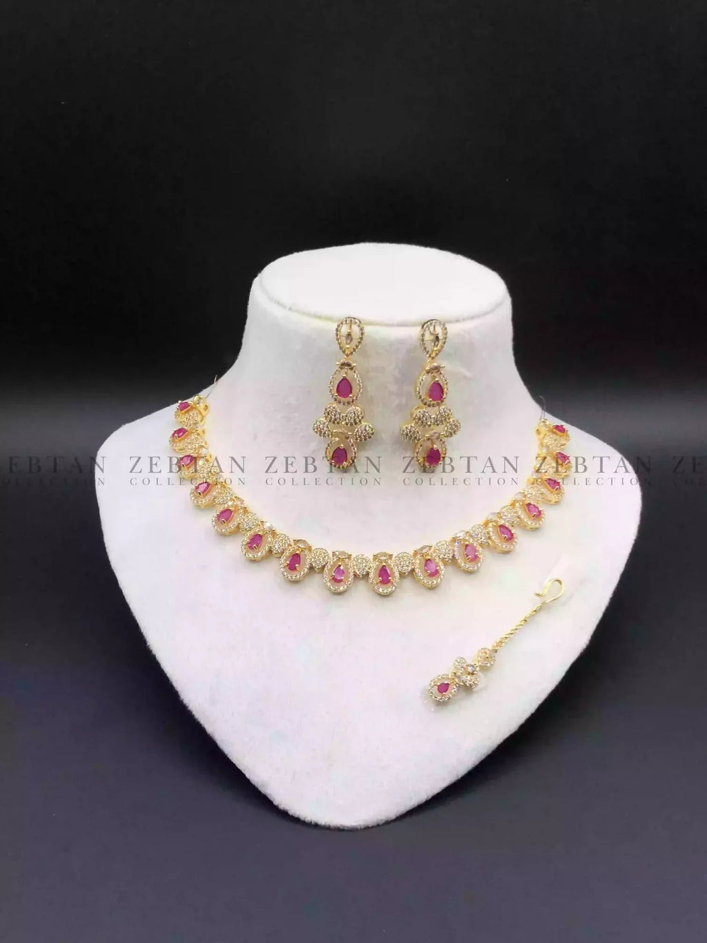 AD zircon necklace set with teeka