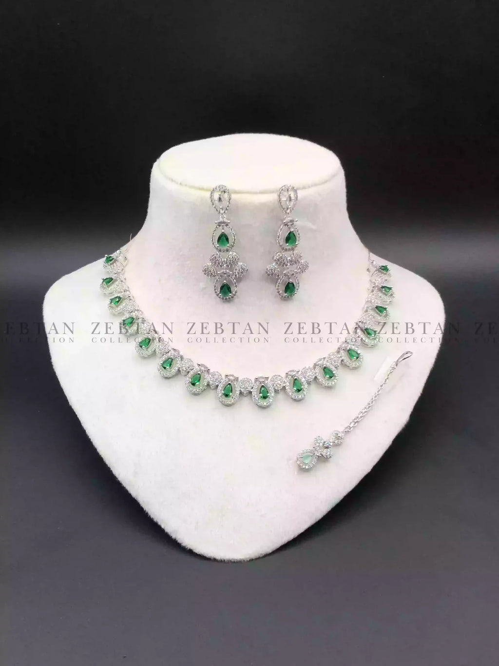 AD zircon necklace set with teeka
