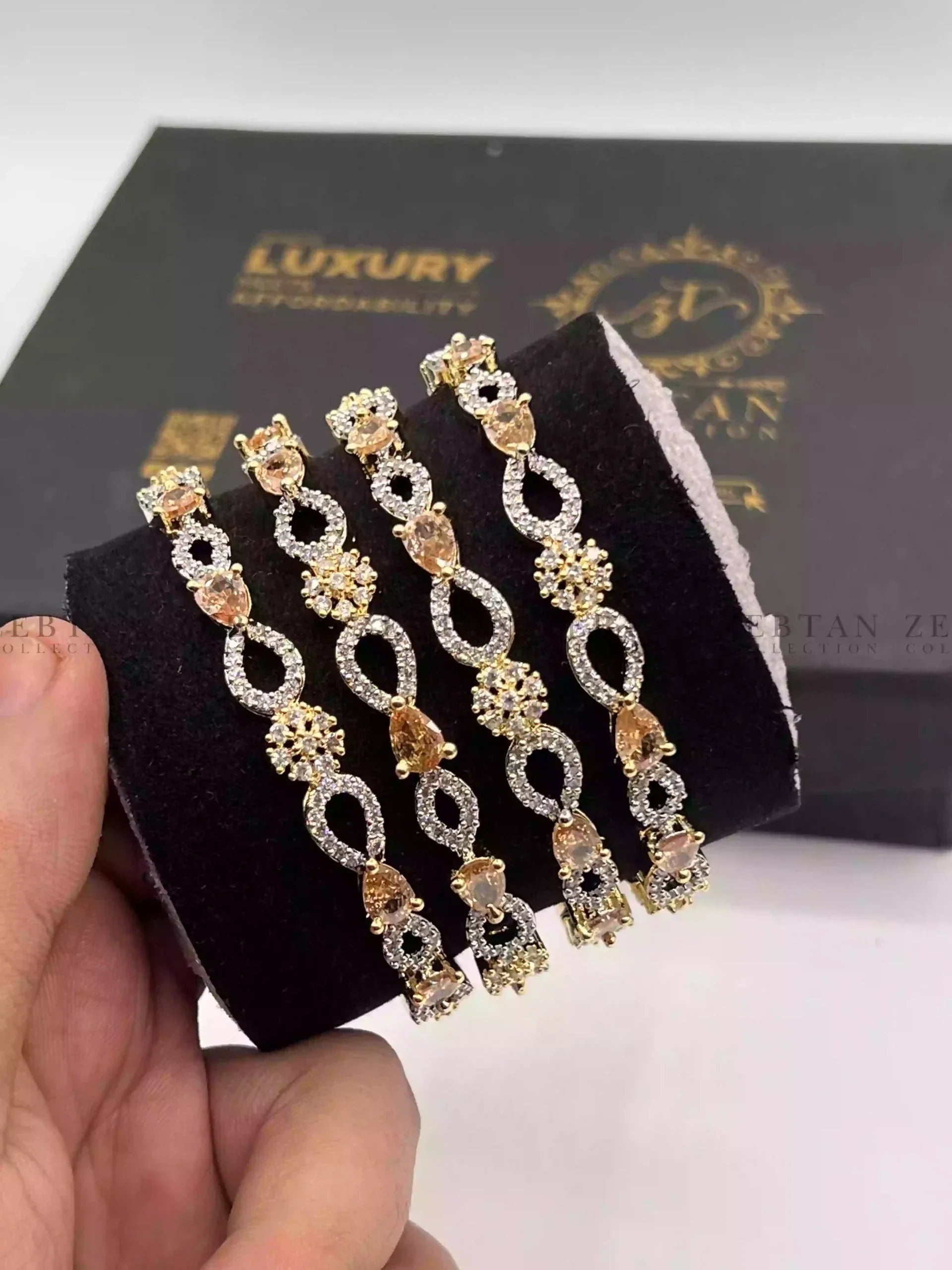 American diamond 4pcs bangles set Main image