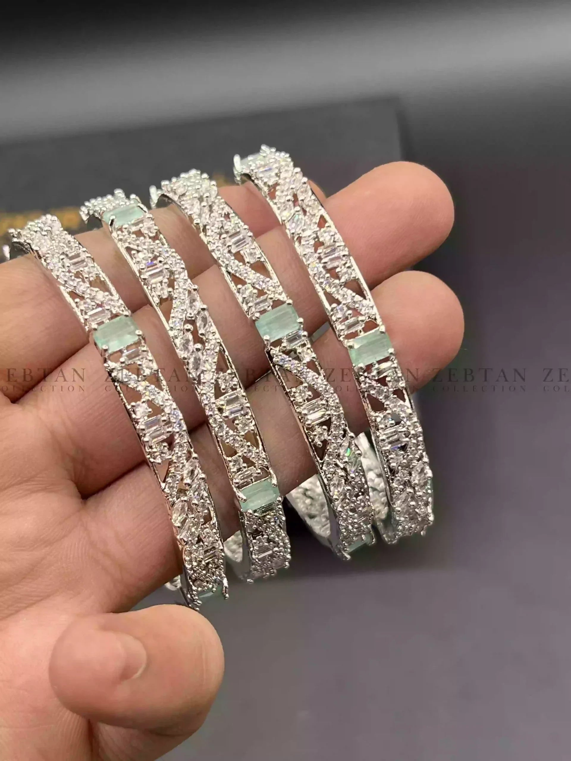 American diamond 4pcs bangle set - Silver Main image