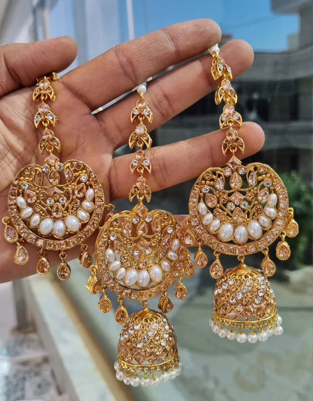 Designer big size earrings teeka