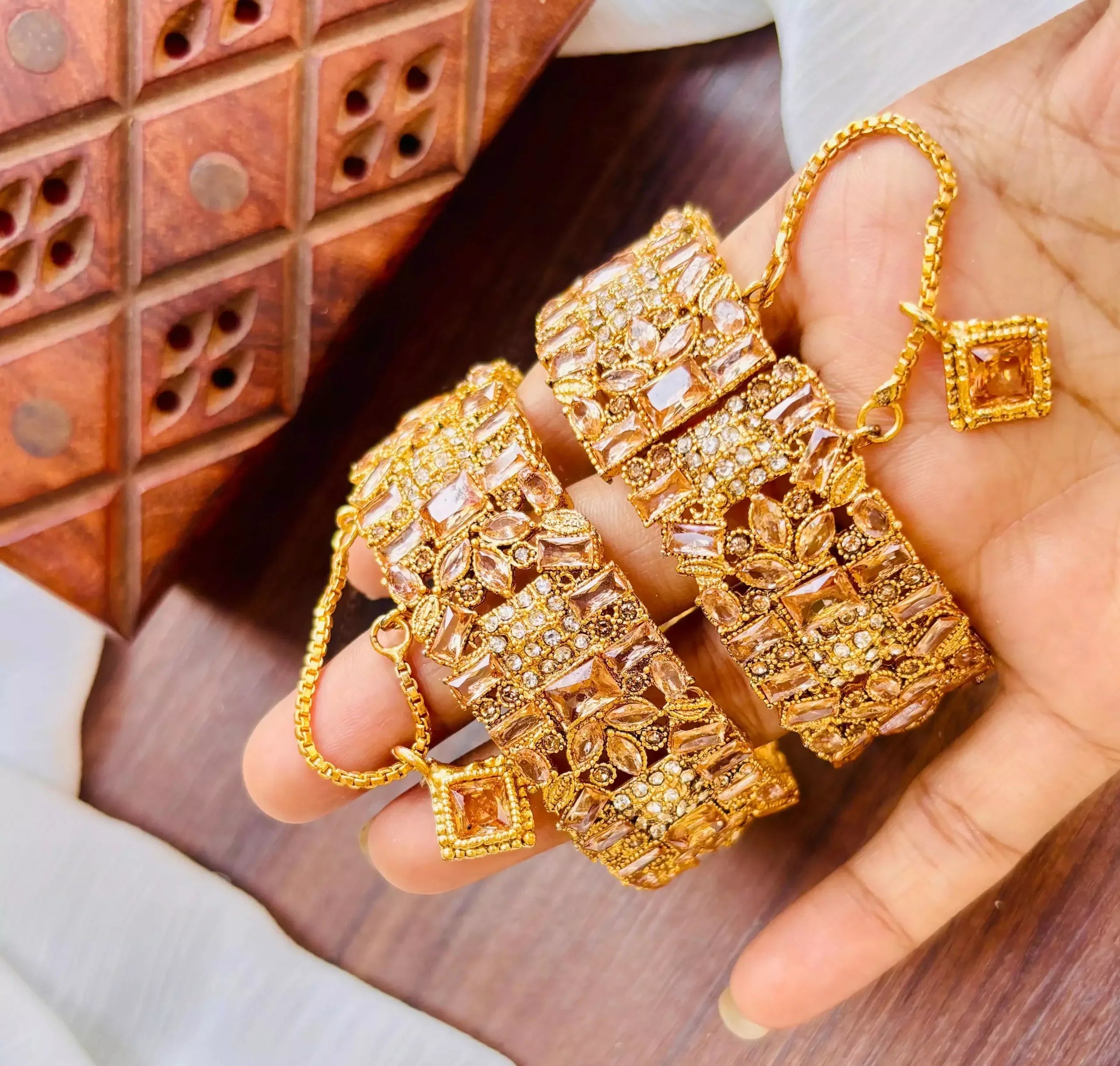 Zircon openable bangle pair