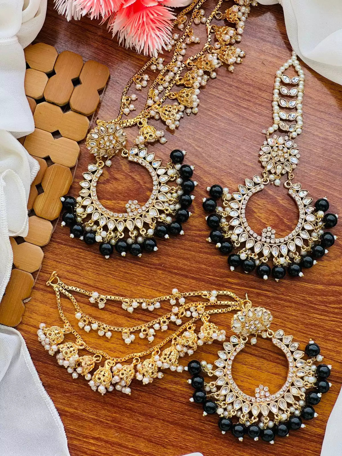 Bahubali Sahara Earrings with Teeka
