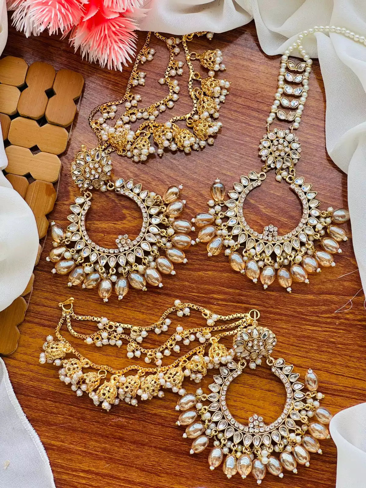 Bahubali Sahara Earrings with Teeka