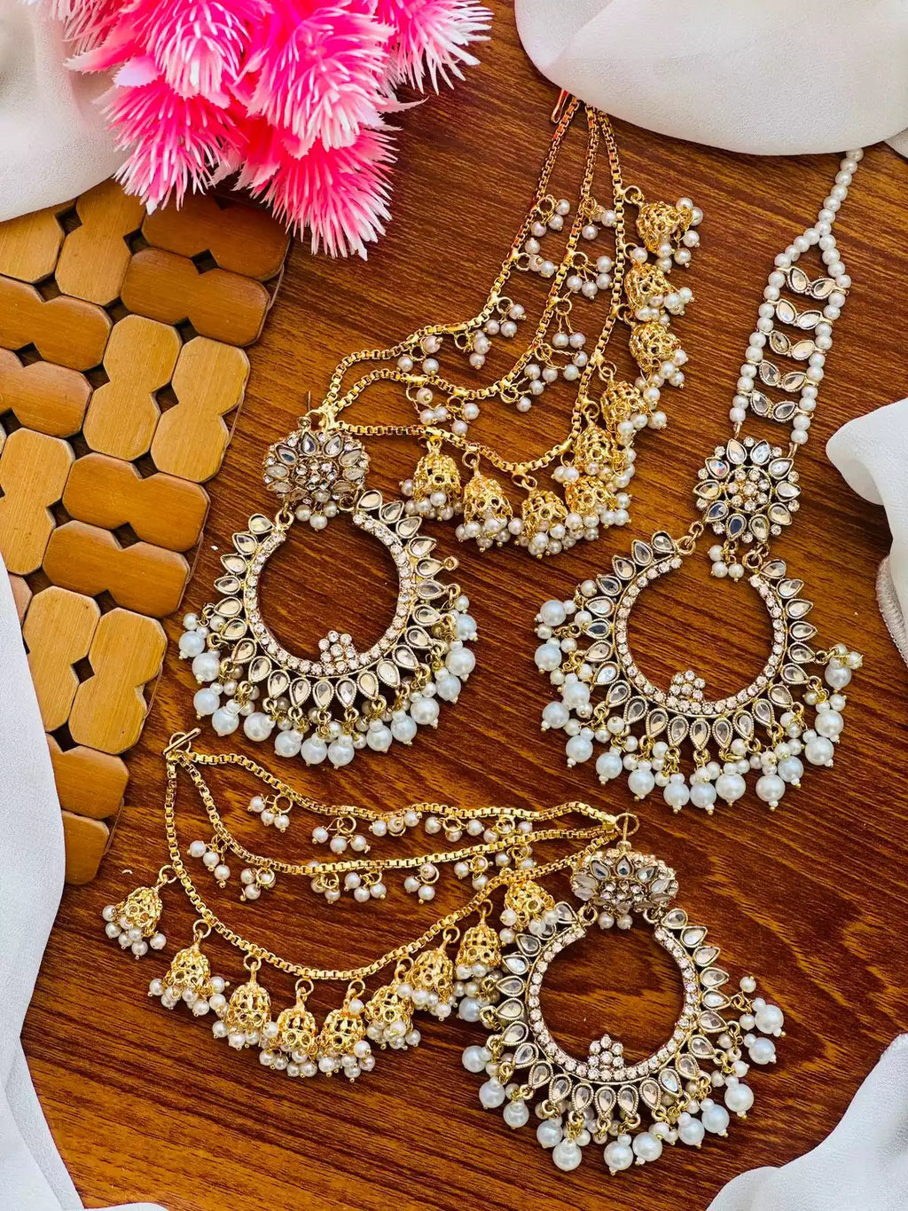 Bahubali Sahara Earrings with Teeka