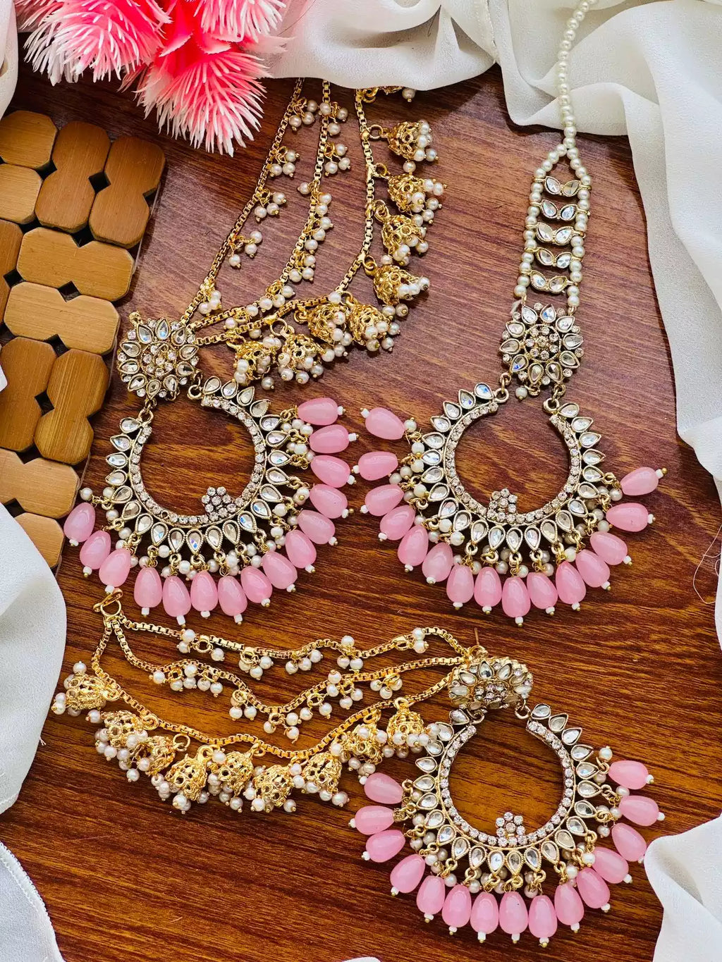 Bahubali Sahara Earrings with Teeka