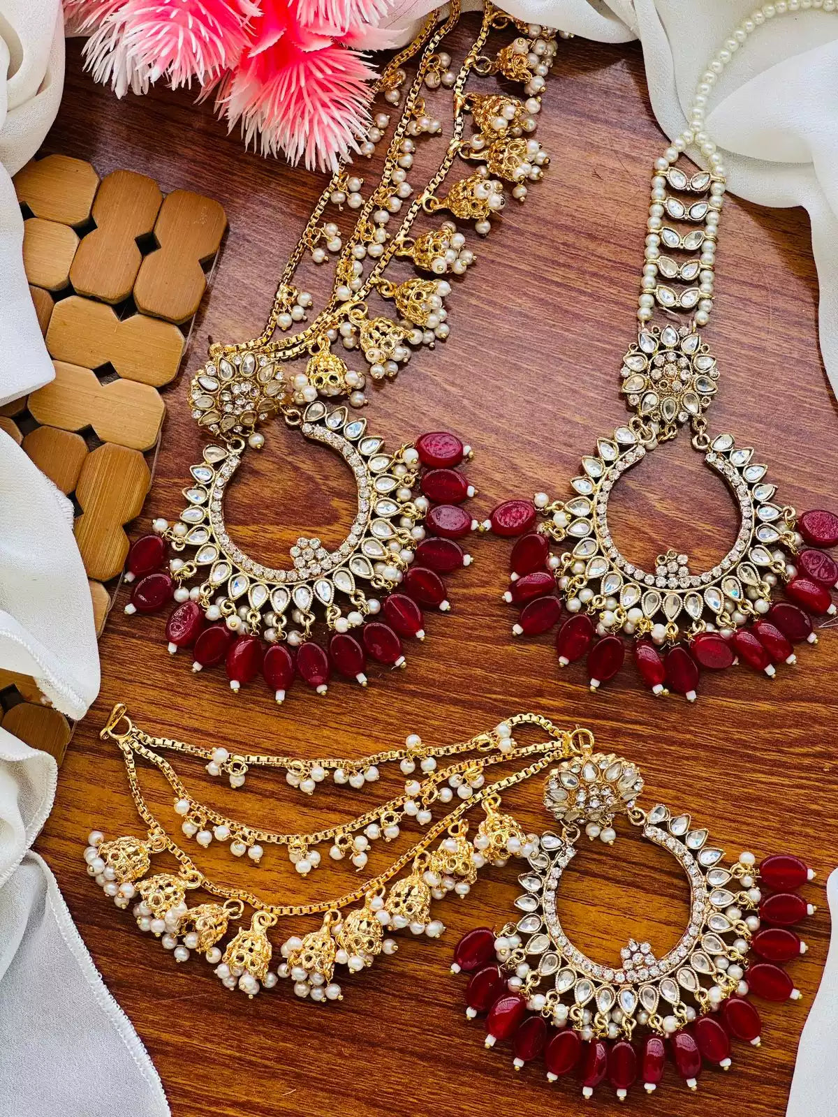 Bahubali Sahara Earrings with Teeka Secondary image
