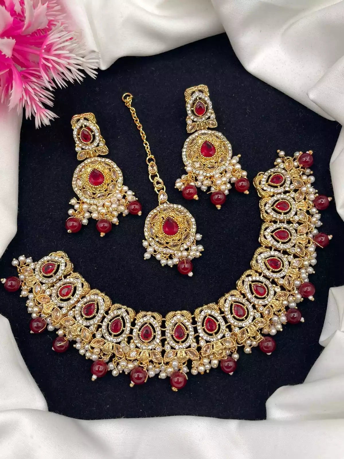 Zircon Necklace Set with Teeka