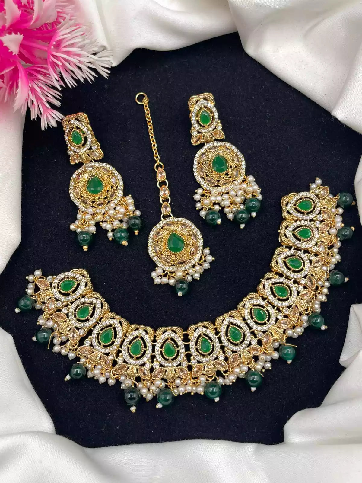 Zircon Necklace Set with Teeka