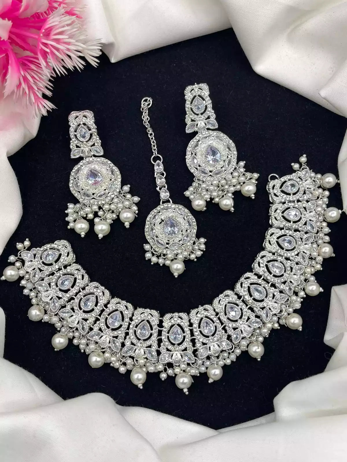 Zircon Necklace Set with Teeka