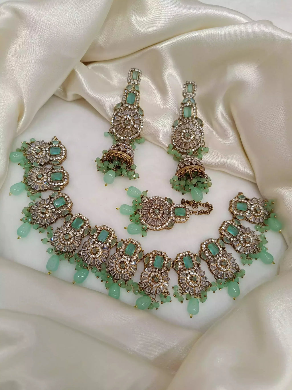 Zircon Necklace Set with Big Size Earrings