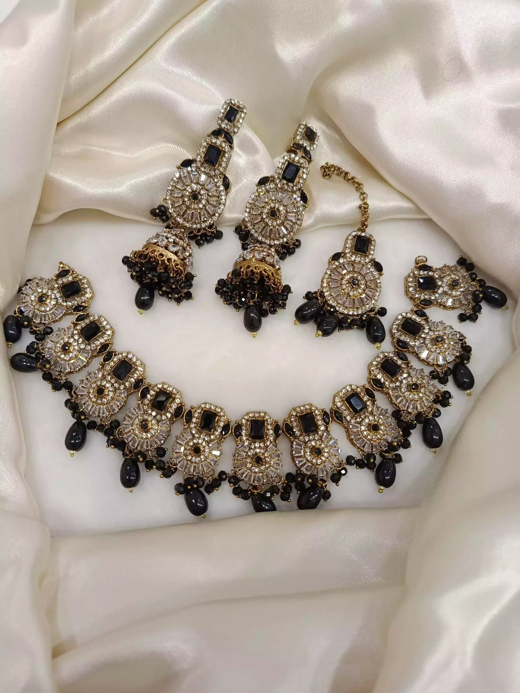 Zircon Necklace Set with Big Size Earrings
