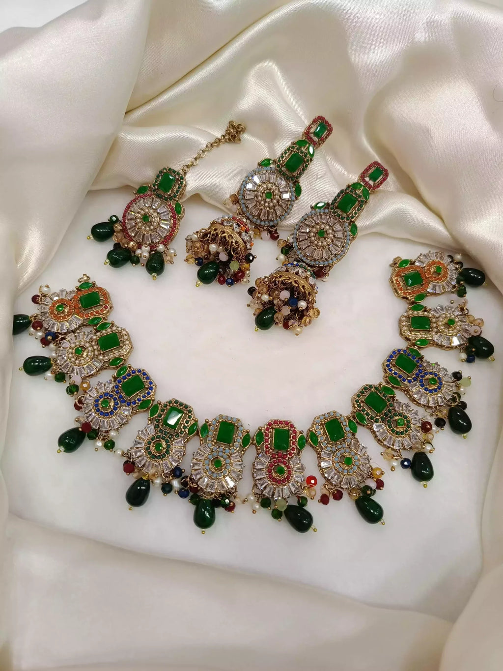 Zircon Necklace Set with Big Size Earrings