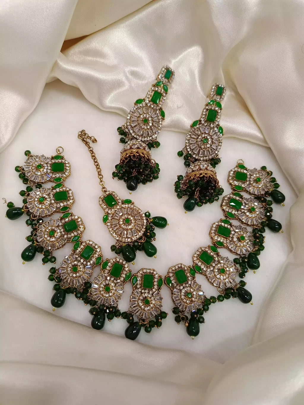 Zircon Necklace Set with Big Size Earrings