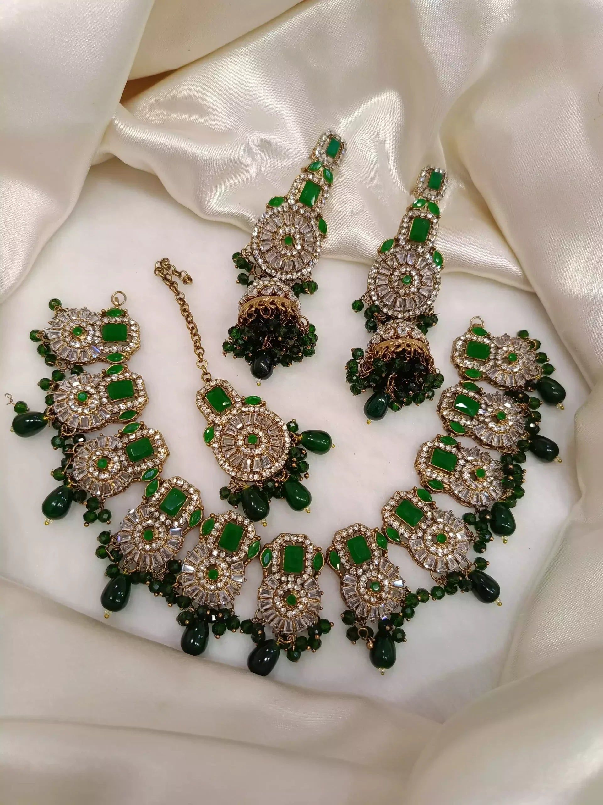 Zircon Necklace Set with Big Size Earrings