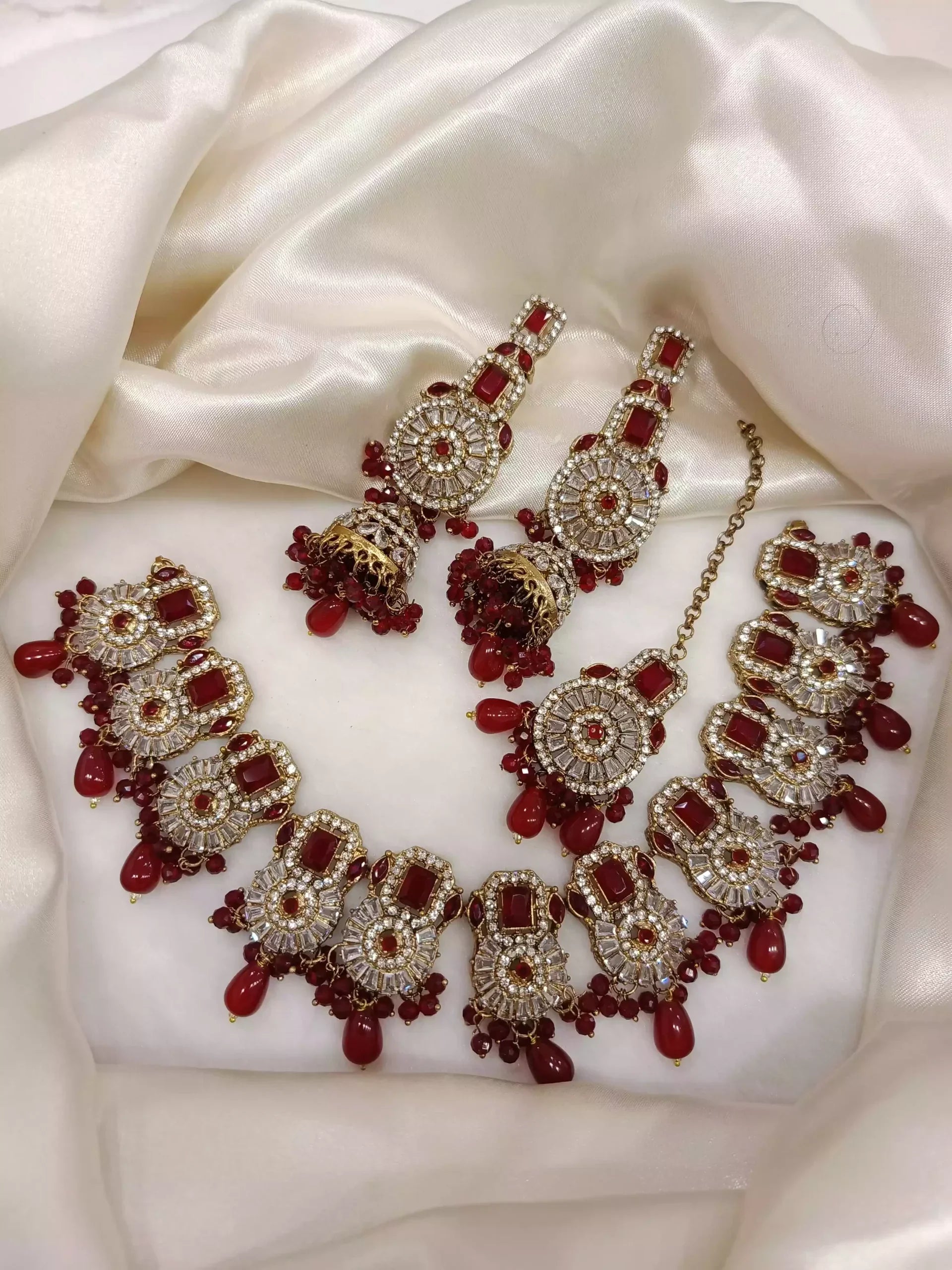 Zircon Necklace Set with Big Size Earrings