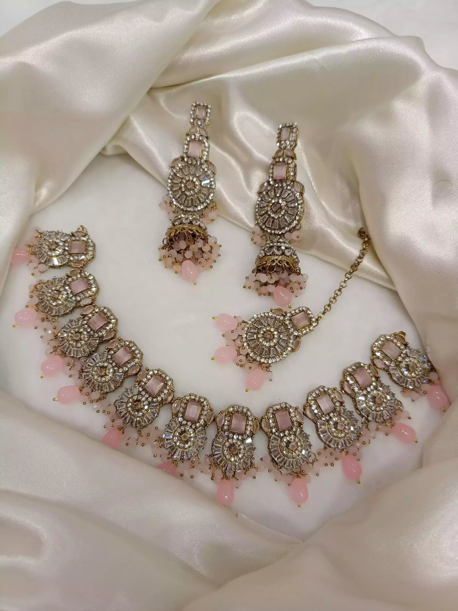 Zircon Necklace Set with Big Size Earrings