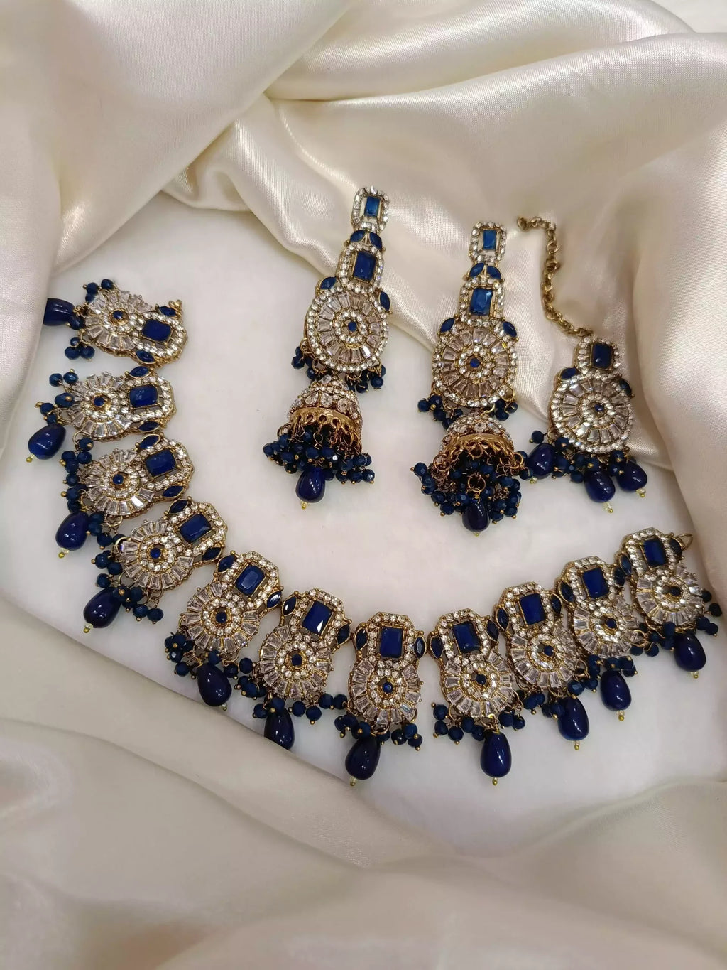 Zircon Necklace Set with Big Size Earrings