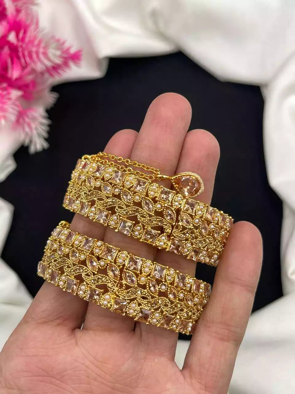 Zircon Openable Bangle Pair