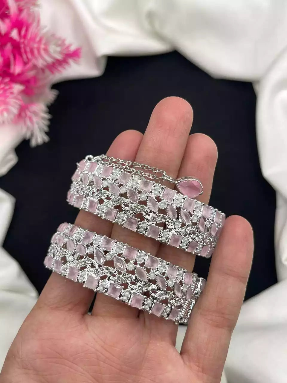 Zircon Openable Bangle Pair