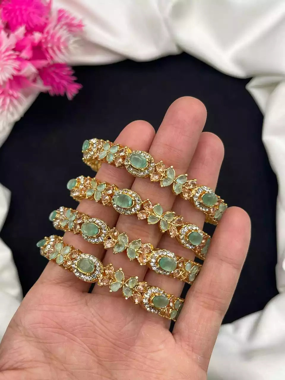 Zircon 4pcs bangle set Main image