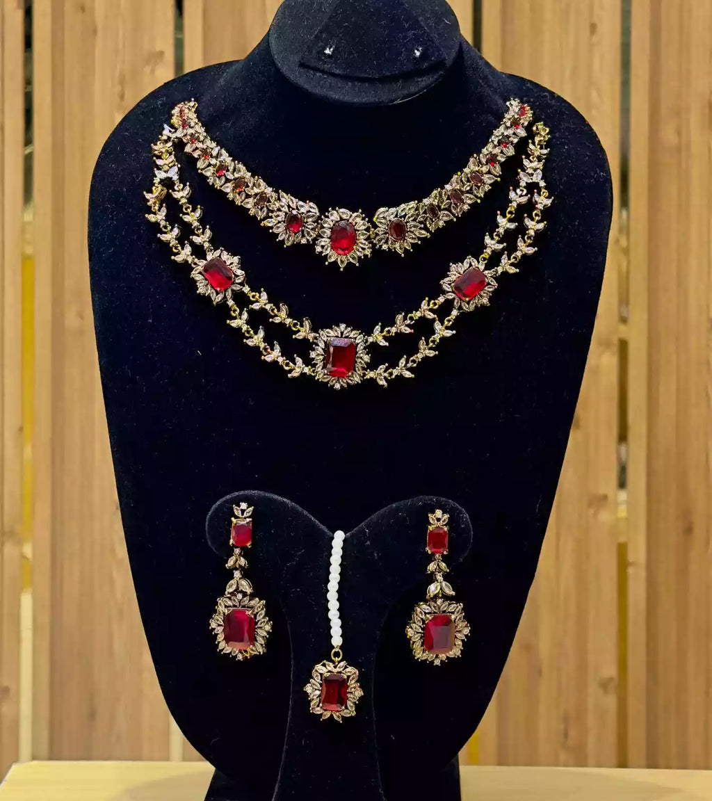 Double line necklace set