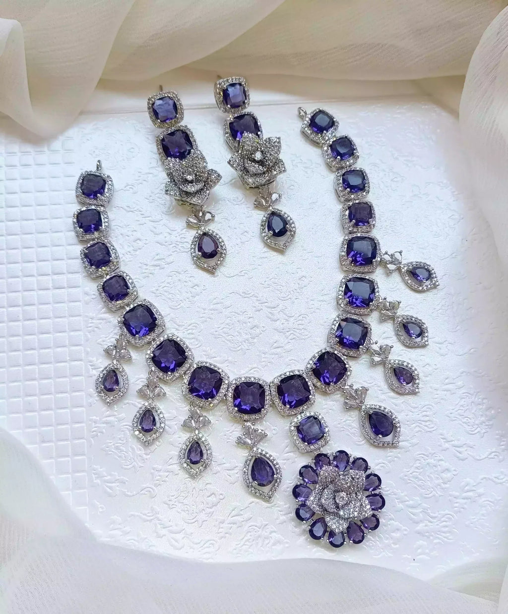 3D floral necklace set