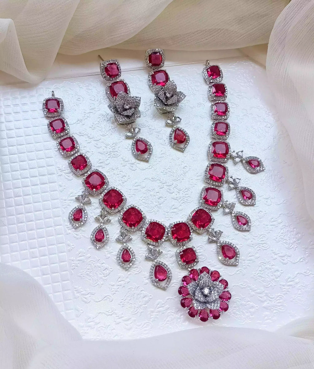 3D floral necklace set
