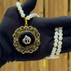 Calligraphy pendant with maala
