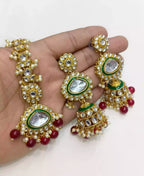 Kundan jhumki earrings with teeka