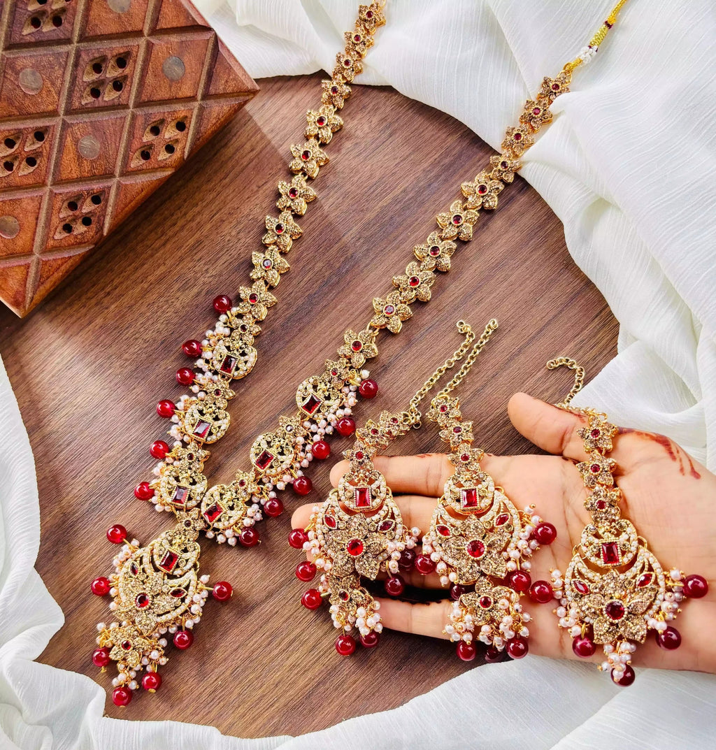 Zircon maala set with teeka