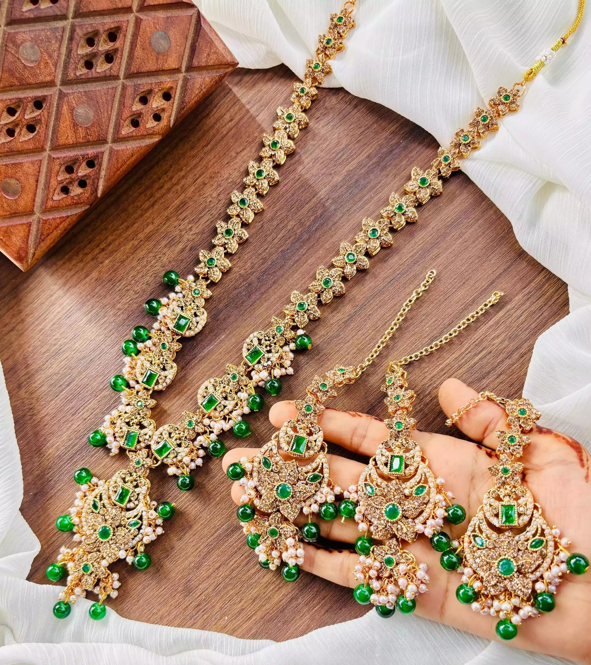 Zircon maala set with teeka