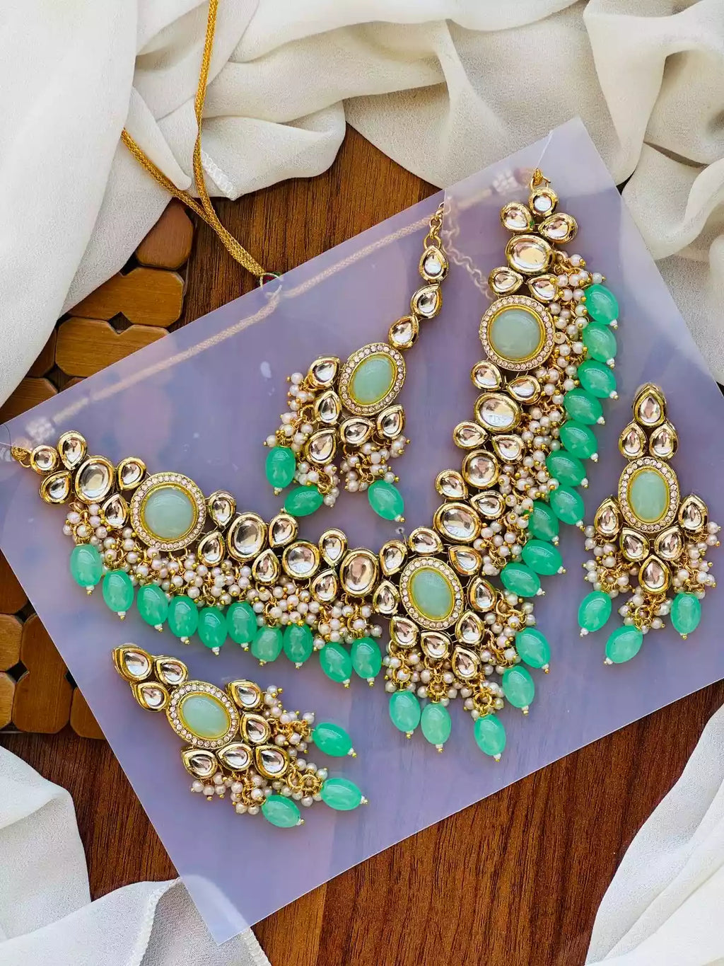Jaipuri kundan necklace set