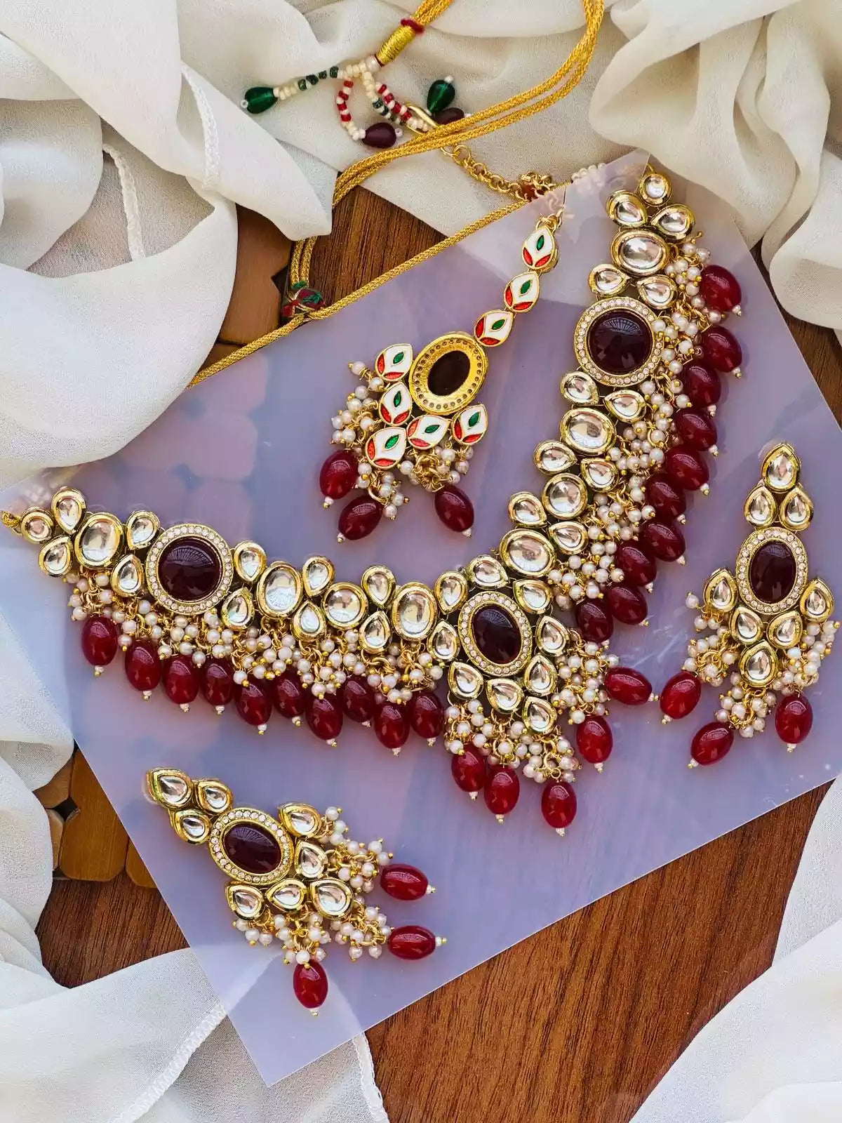 Jaipuri kundan necklace set