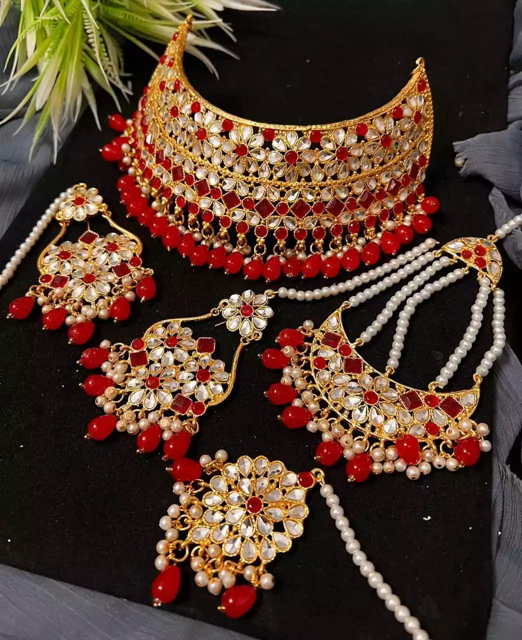 Kundan bridal set with jhumar