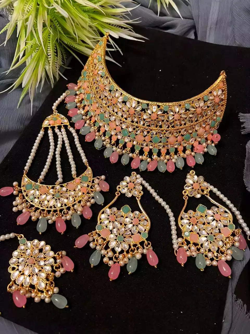 Kundan bridal set with jhumar