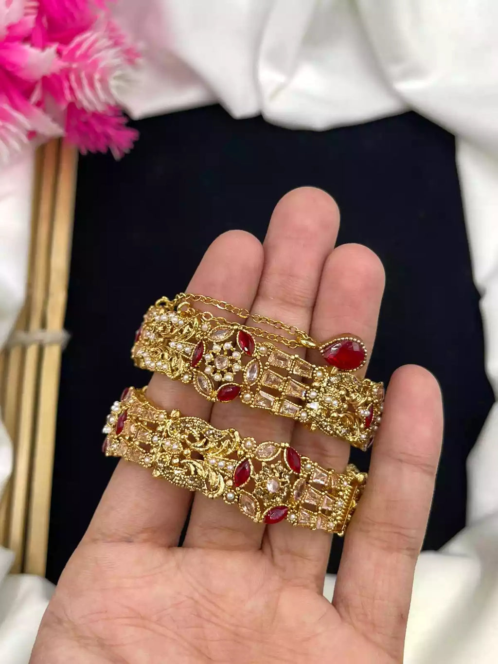 Zircon openable bangle pair