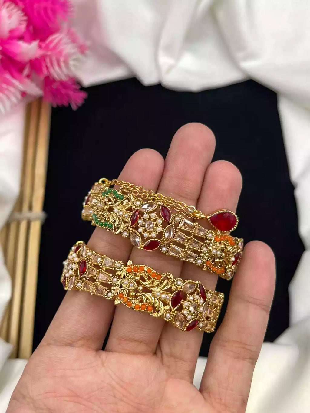 Zircon openable bangle pair