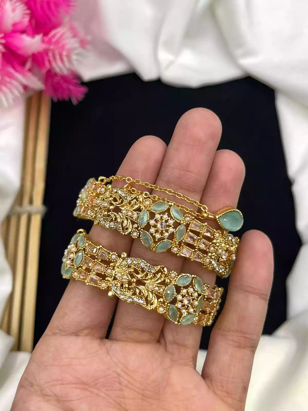 Zircon openable bangle pair