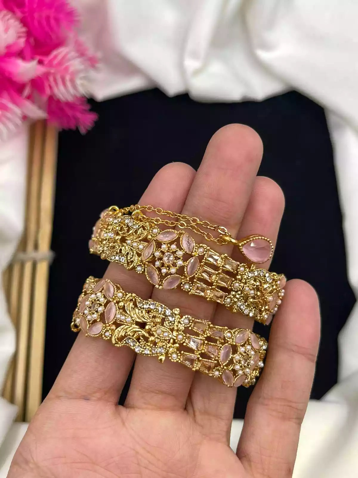 Zircon openable bangle pair