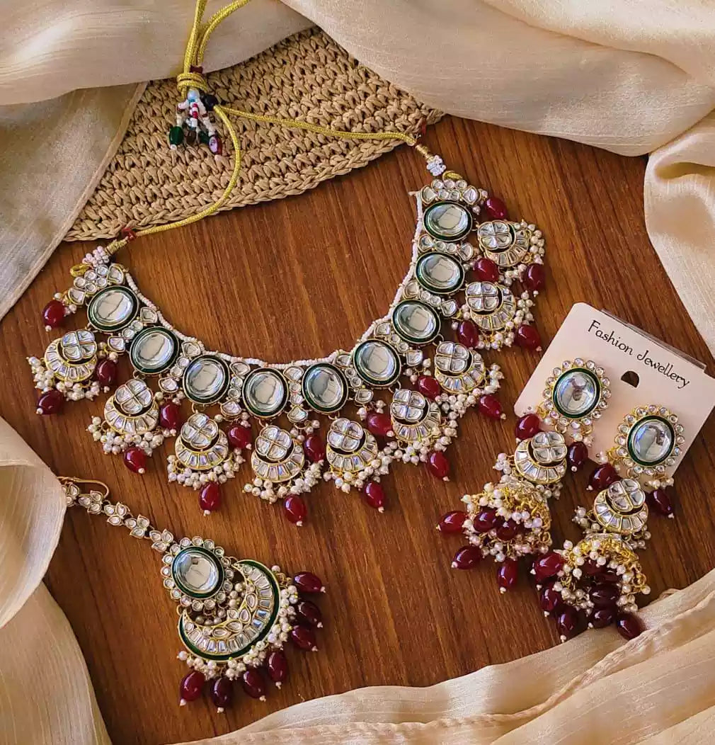 Jaipuri kundan necklace set Main image