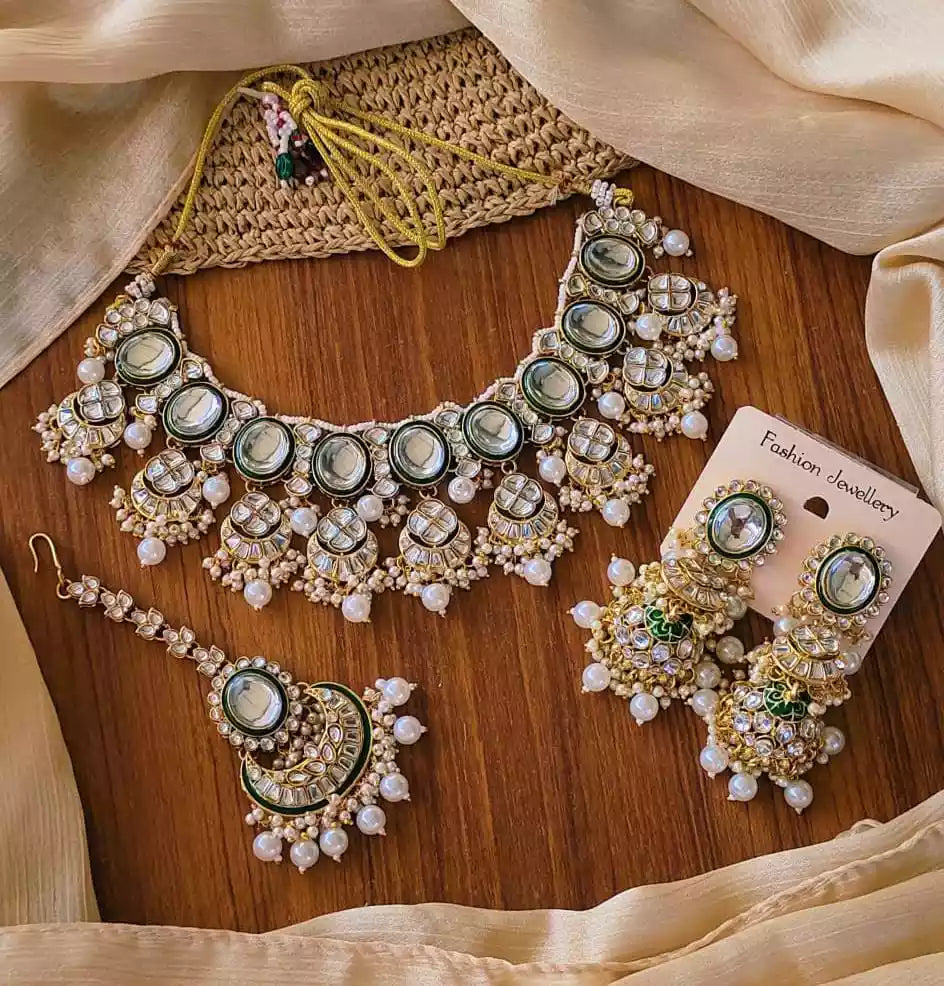 Jaipuri kundan necklace set