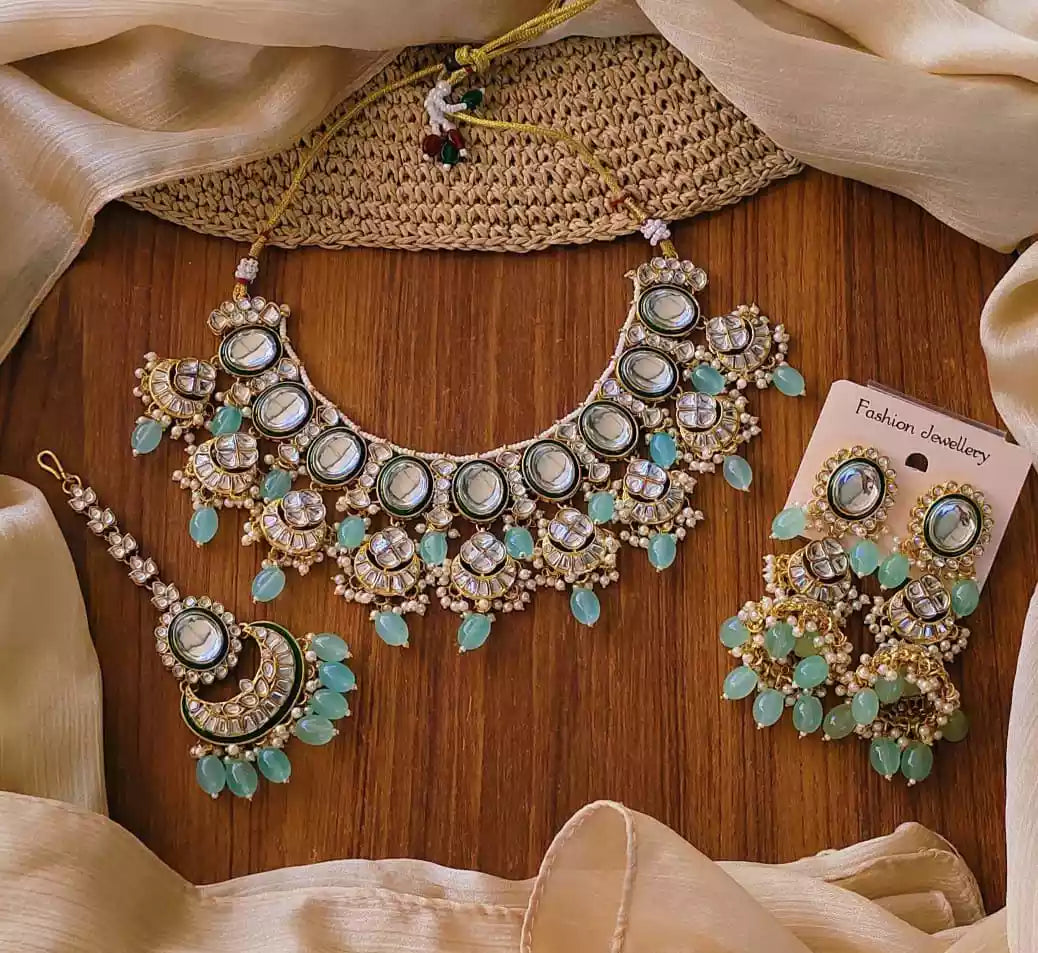 Jaipuri kundan necklace set